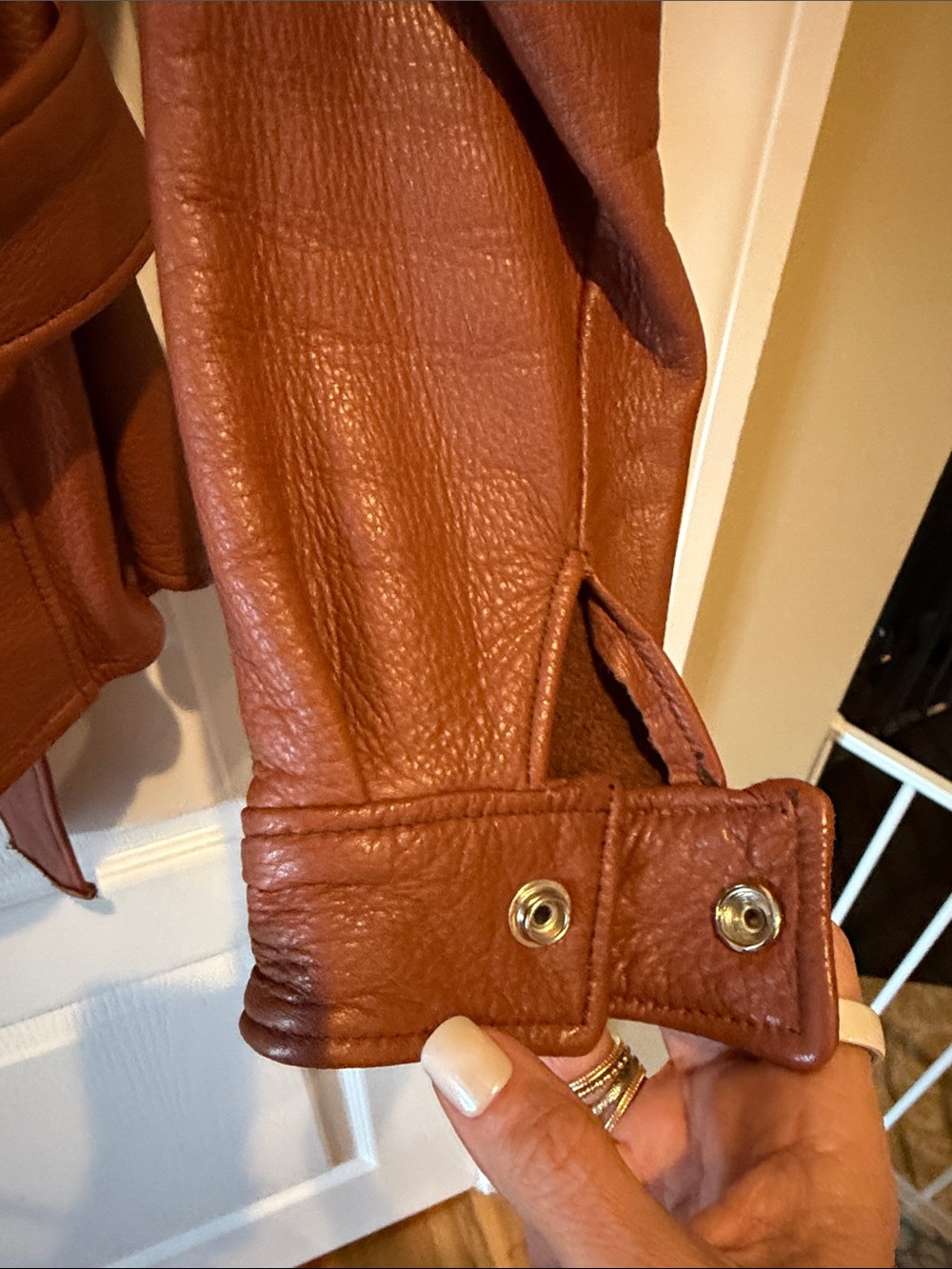 Brown Leather Belted Jacket – - Picture 7 of 7
